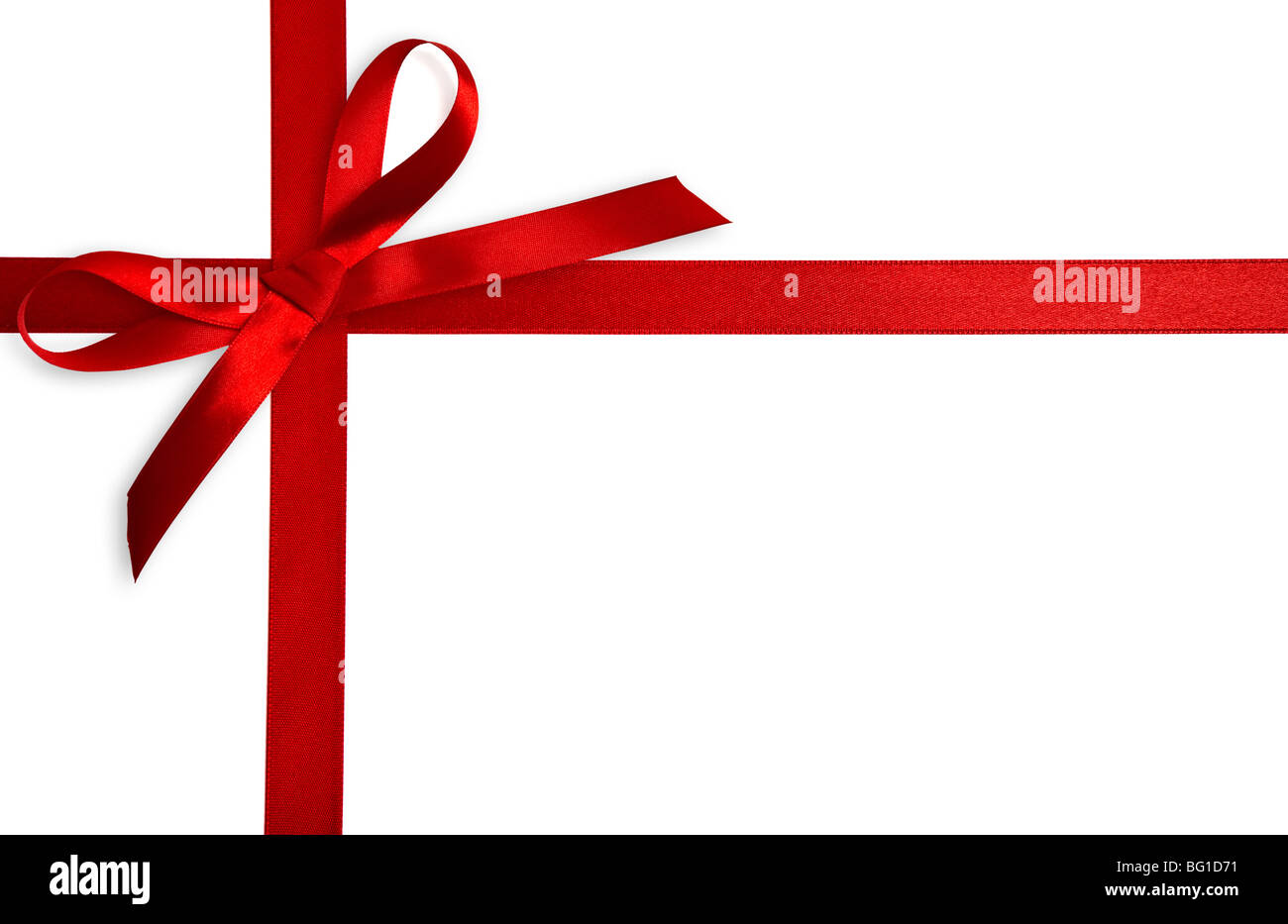 Bow of red satin ribbon. Isolated on white background Stock Photo - Alamy