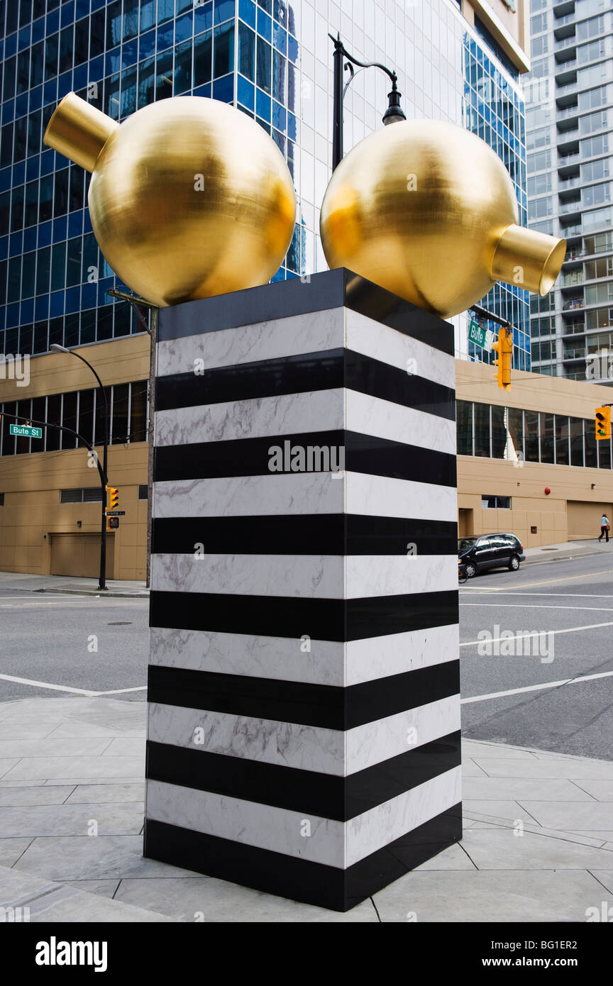Gold ball monument, downtown, Vancouver, British Columbia, Canada, North America Stock Photo