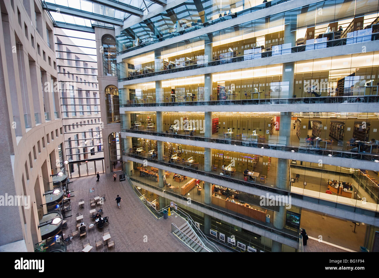 Inside Vancouver Public Library, designed by Moshe Safdie, Vancouver, British Columbia, Canada, North America Stock Photo