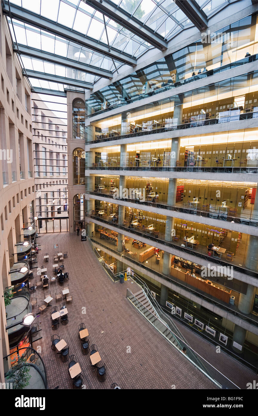 Inside Vancouver Public Library, designed by Moshe Safdie, Vancouver, British Columbia, Canada, North America Stock Photo