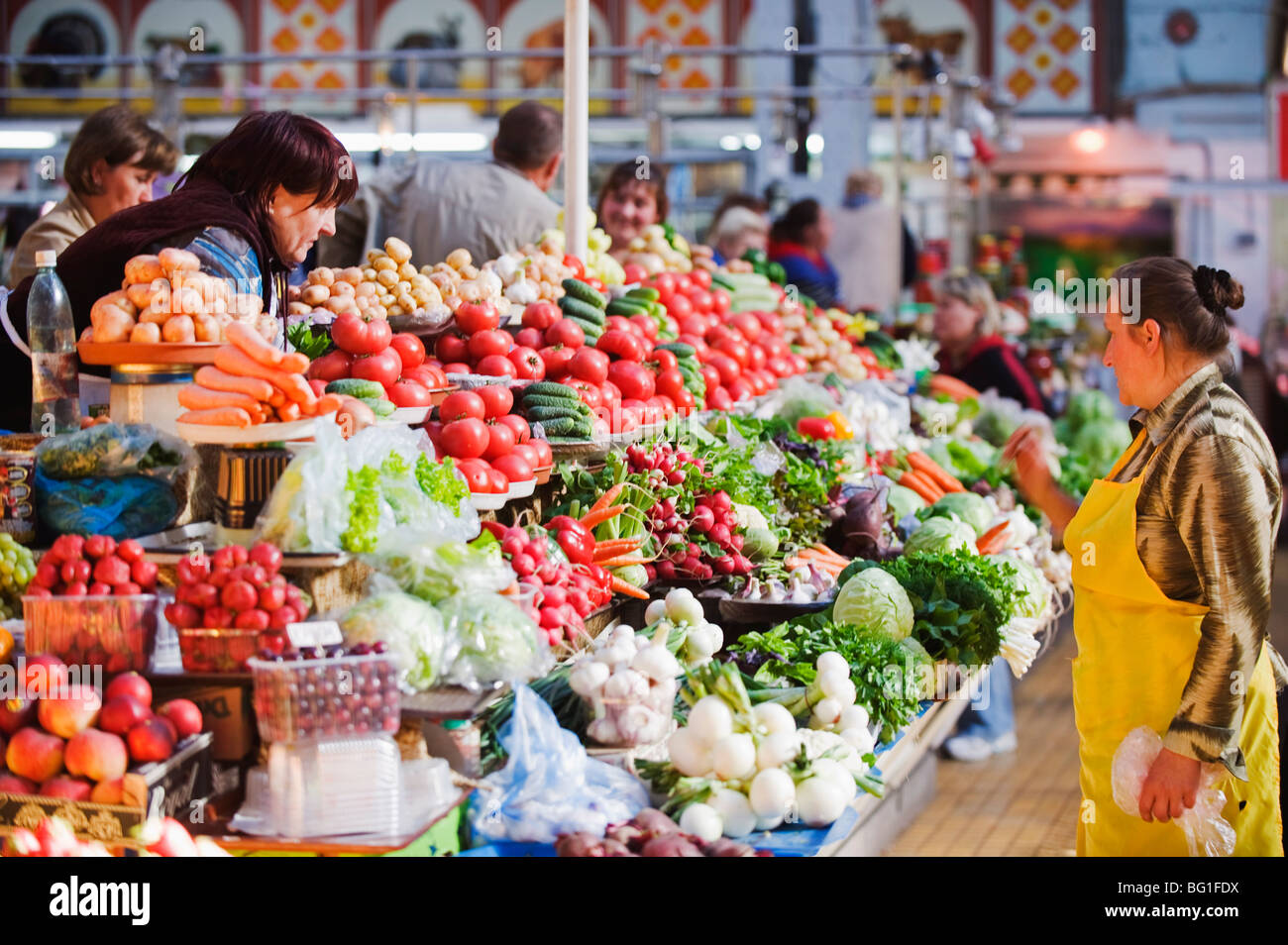 Fruit and vegetable stands, Bessarabsky Rynok market, Kiev, Ukraine