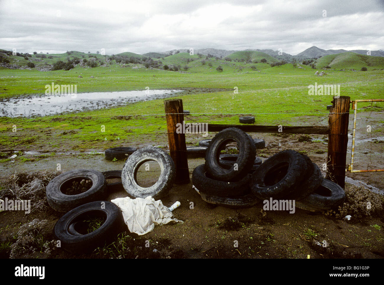 Abandoned tires, Northern California Stock Photo - Alamy