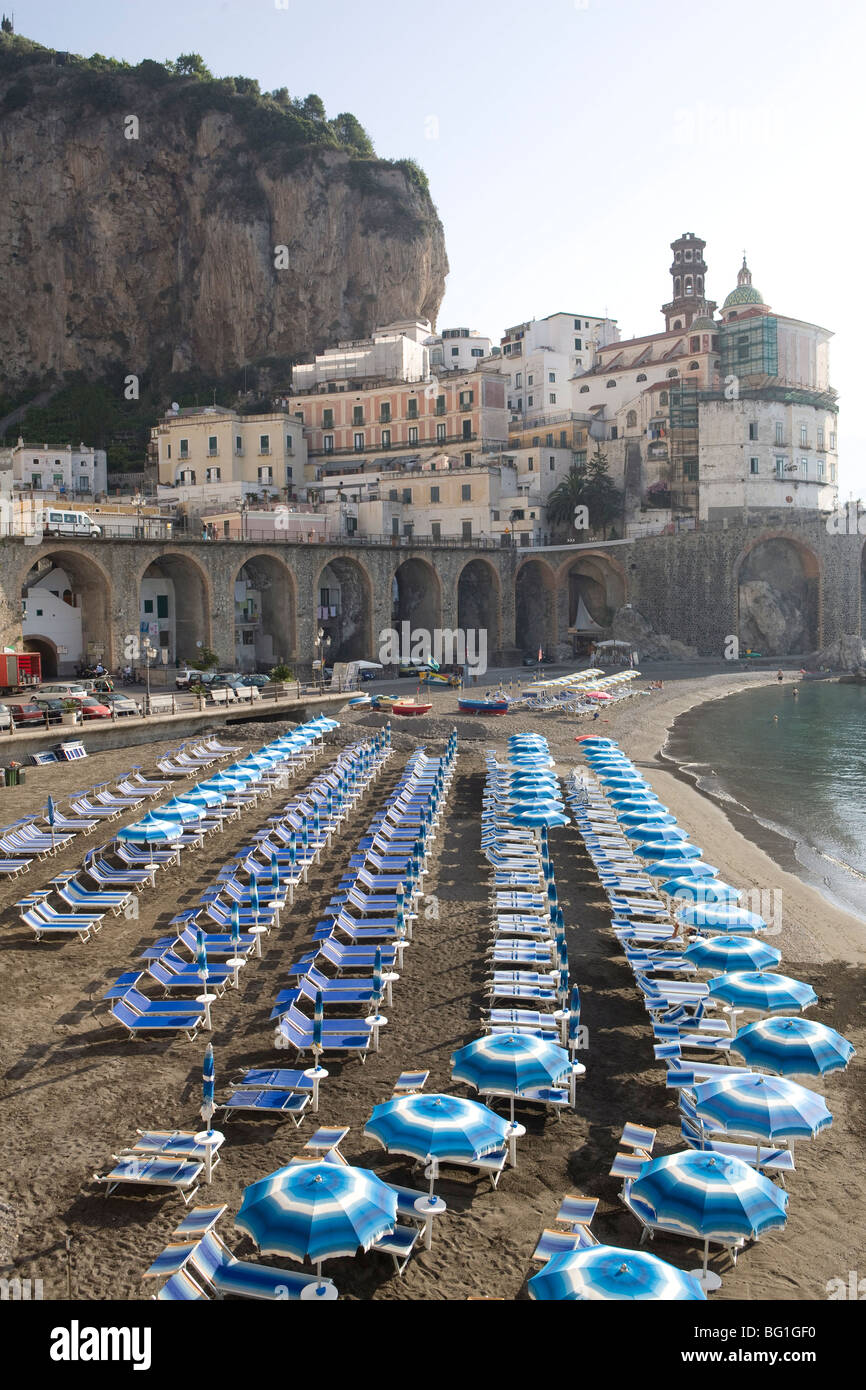 The beach of Atrani, Costiera Amalfitana, UNESCO World Heritage Site, Campania, Italy, Europe Stock Photo