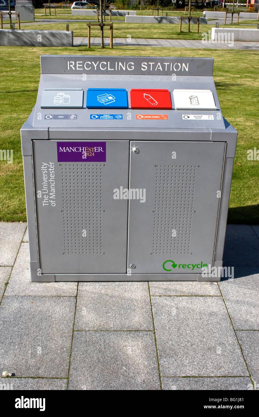 Recycling facilities, University of Manchester, UK. Stock Photo
