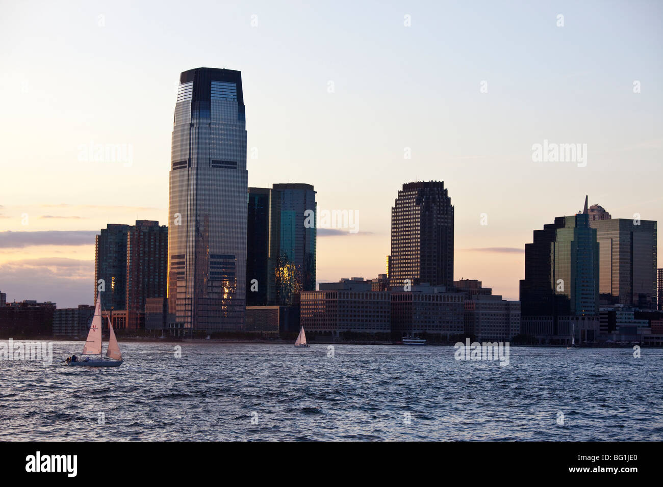 Skyline of Jersey City New Jersey Stock Photo