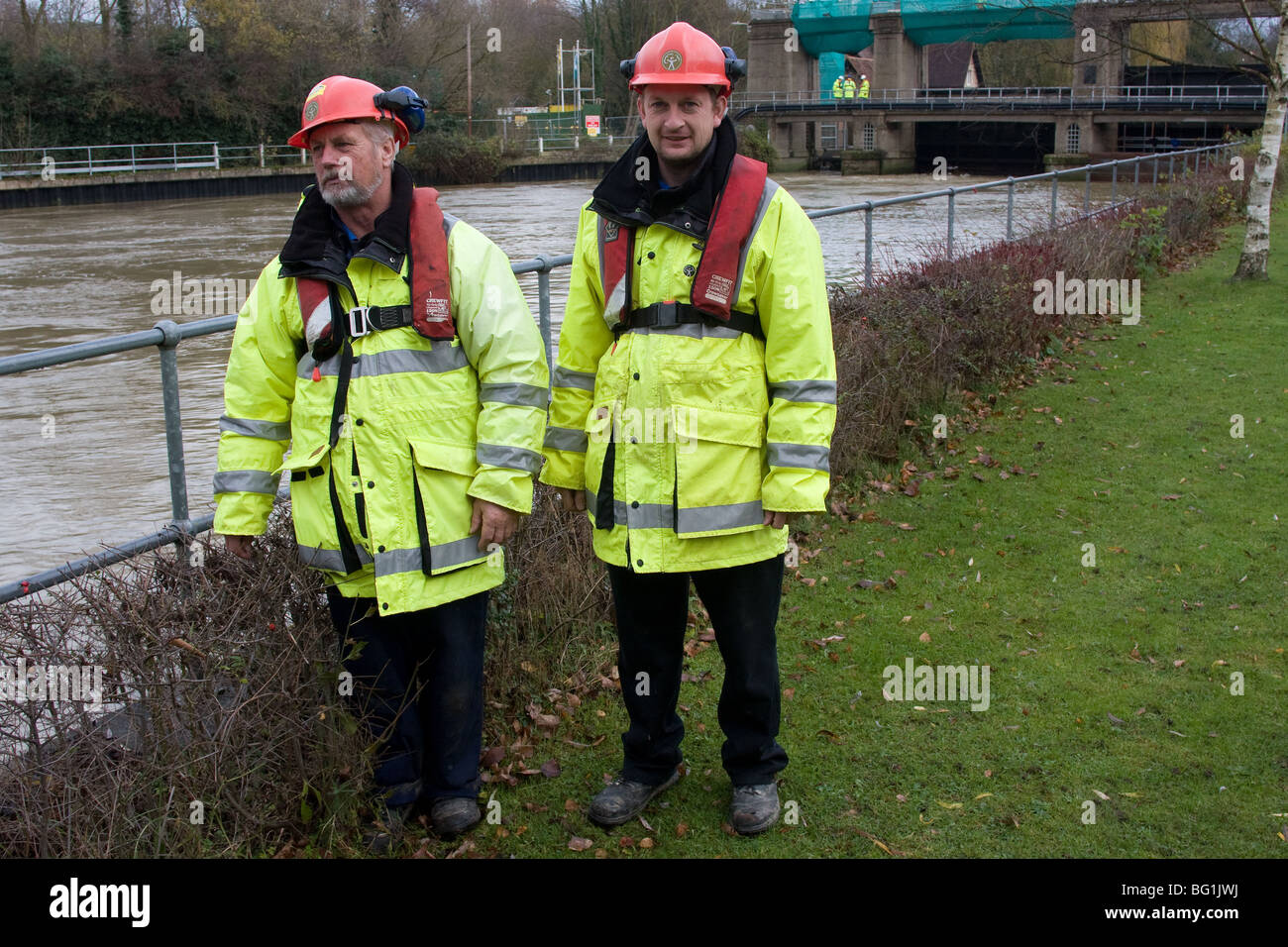 river navigation workers staff health and safety clothing outfits Stock