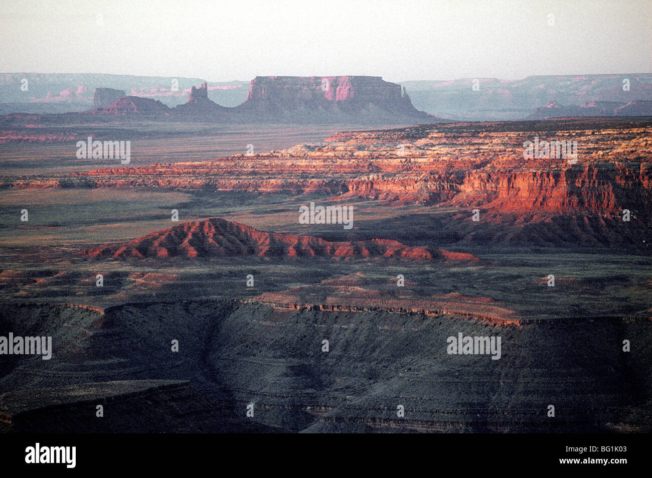 The sandstone mesas and buttes of Monument Valley Navajo Tribal park on