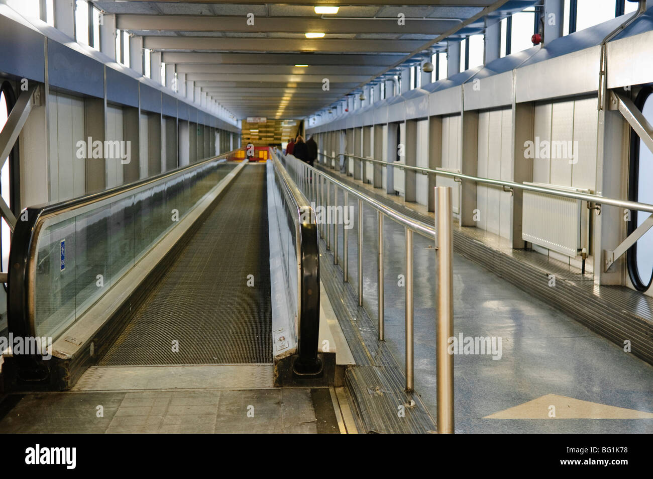 The old moving walkway at Belfast International Airport, decommissioned