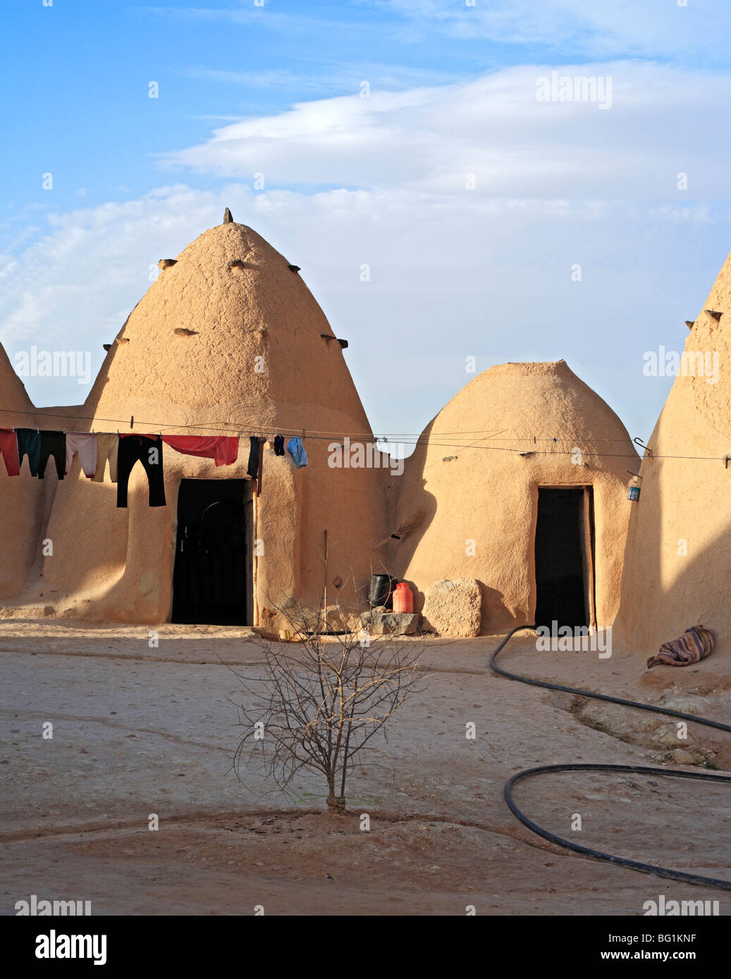 Village with traditional beehive house built of brick and mud, Srouj village, Syria, Middle East Stock Photo
