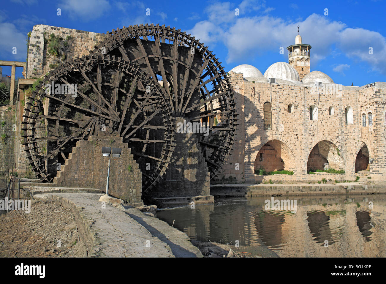 Norias, Orontes River, city Hama, Syria Stock Photo