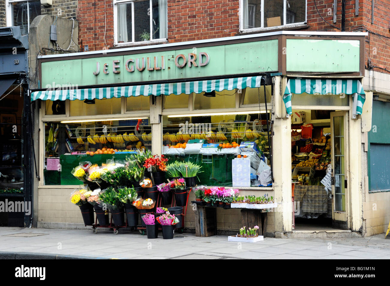 Traditional local Greengrocer's shop Highbury Park Highbury Barn London N5 England Britain UK Stock Photo
