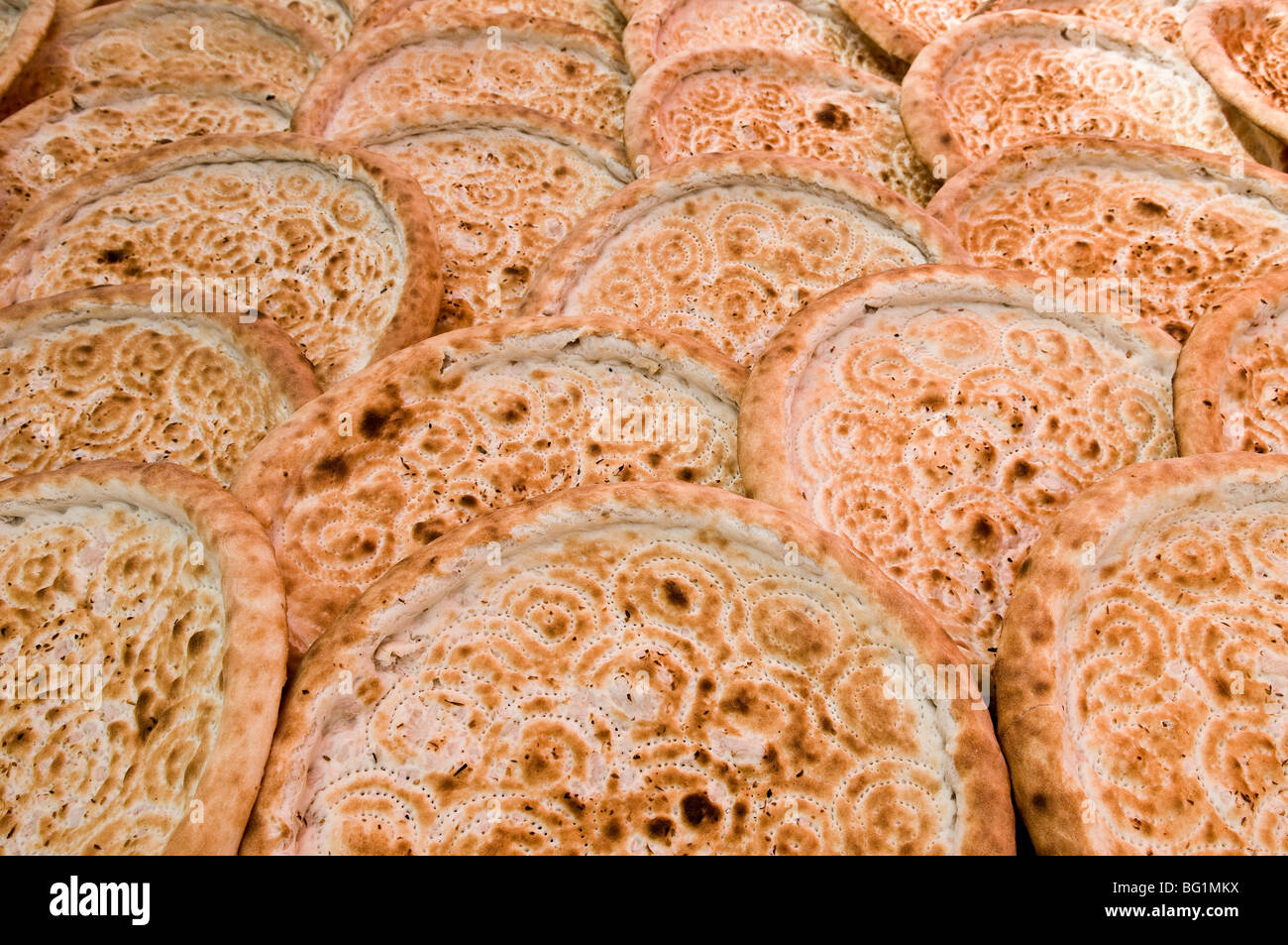 Non bread in a local bakery in Xinjiang. Stock Photo