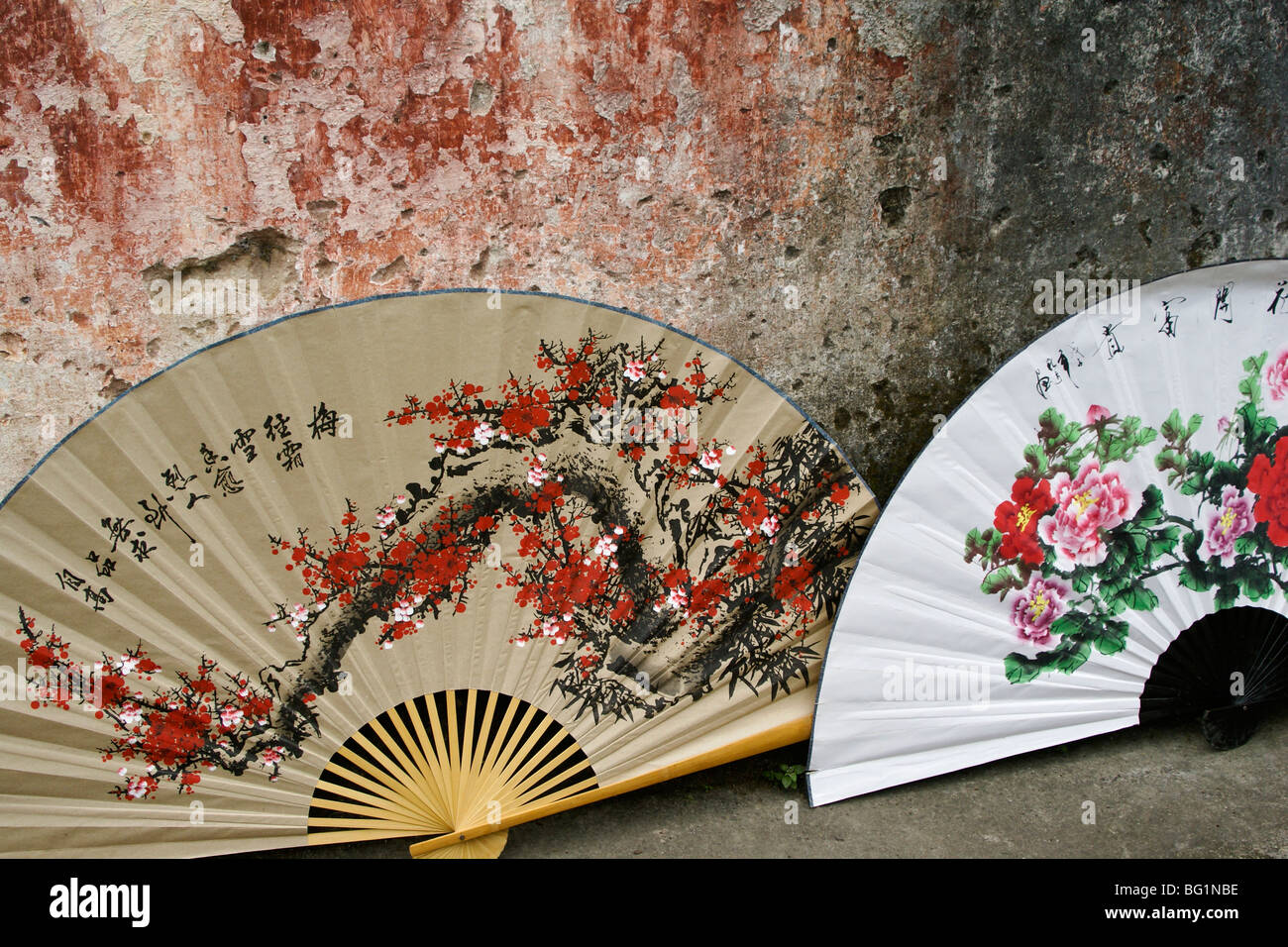 Handpainted Chinese fans Stock Photo Alamy