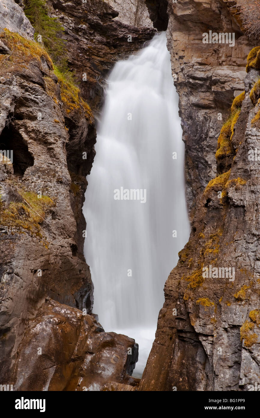 The waterfall in Johnstone Canyon in Alberta's Banff national park Stock Photo