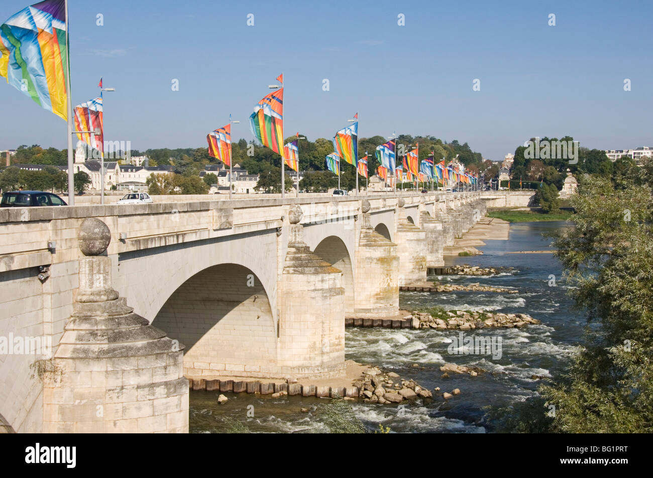 Pont Wilson, bridge crossing the Loire River, city of Tours, Indre-et-Loire, Centre, France, Europe Stock Photo