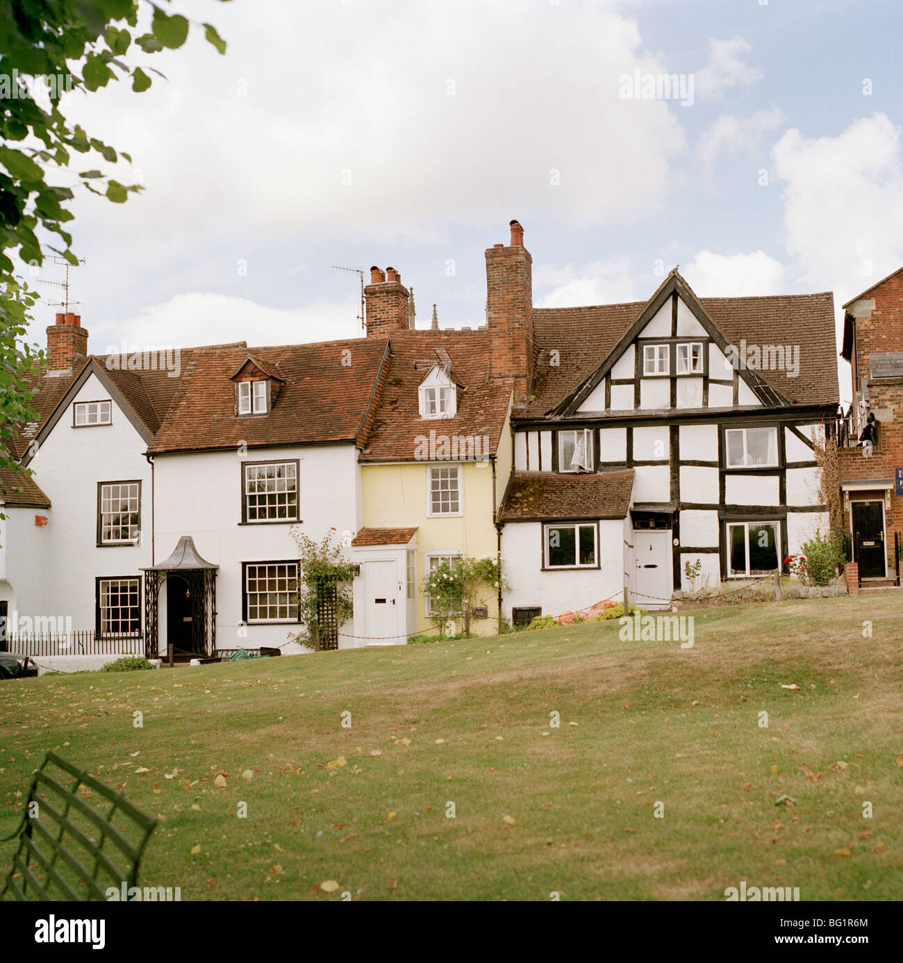 The Green at Marlborough in Wiltshire in England in Great Britain in the United Kingdom UK. Ancient House History Medieval Housing Stock Photo