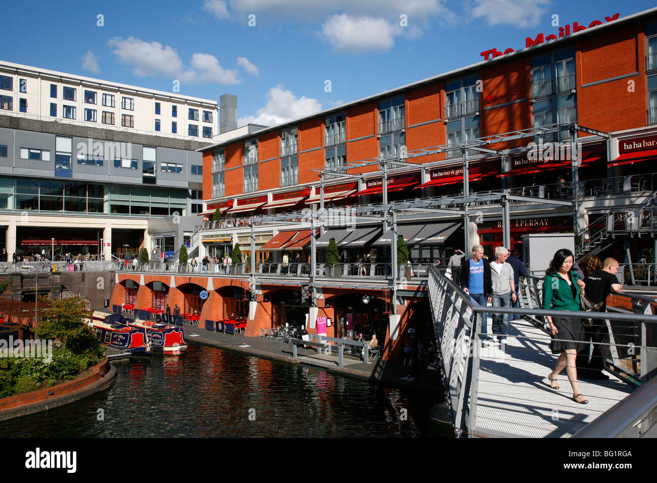 The Mailbox shopping complex with many cafes and restaurants. Birmingham, England, United Kingdom, Europe Stock Photo