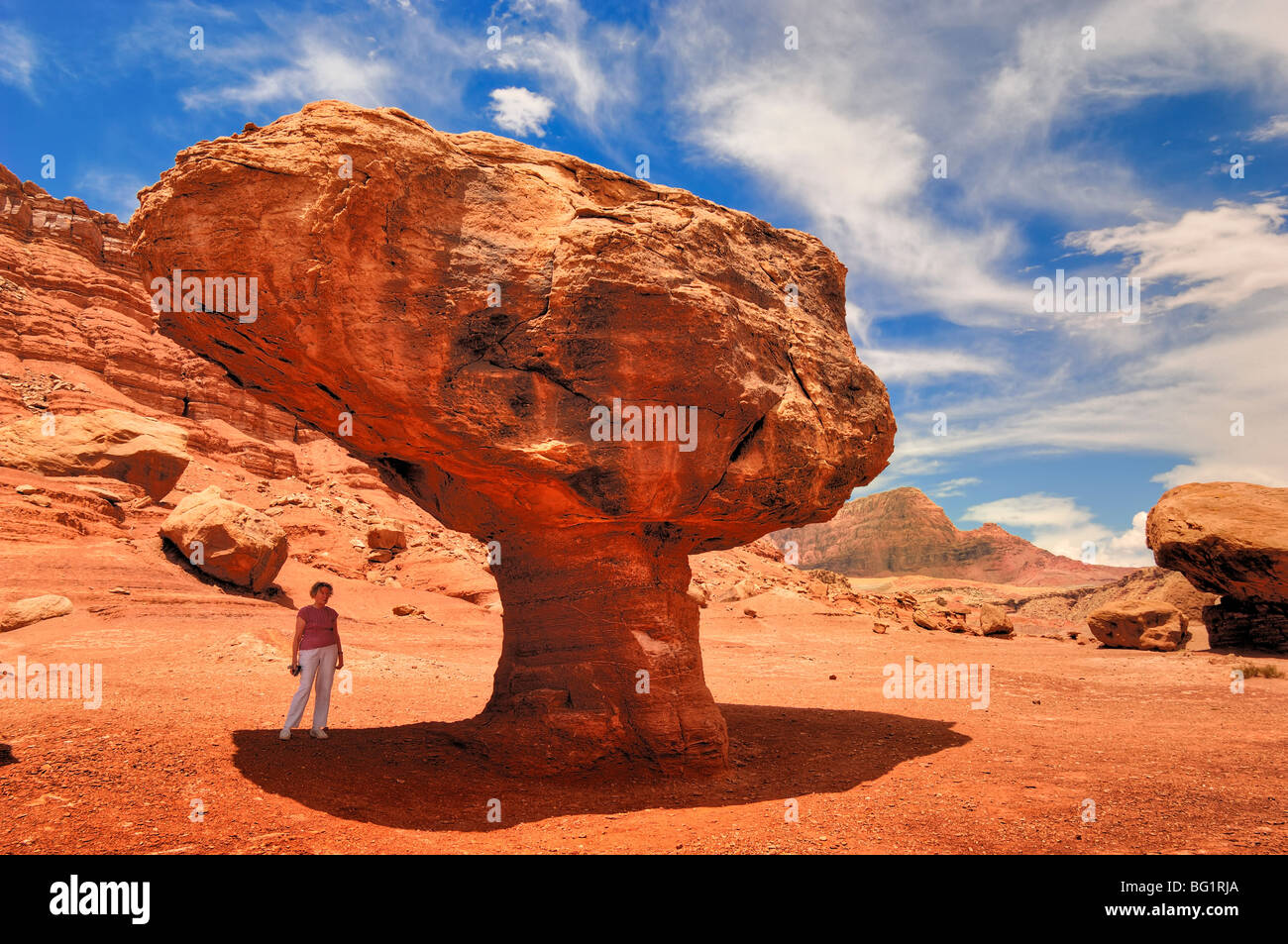Gigantic Balanced Rock at Lees Ferry in Arizona, USA Stock Photo