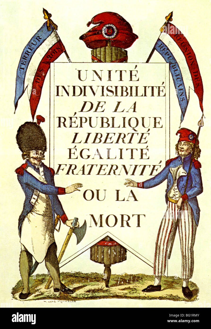 FRENCH REVOLUTION 1789 Poster lauding the unity between the people and the army - Liberty, Equality, Fraternity or Death Stock Photo