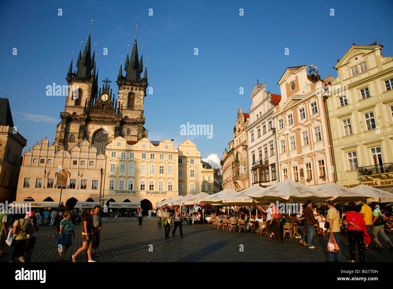 View over the Old Town Square and the Tyn Church, Stare Mesto, Prague, Czech Republic, Europe Stock Photo