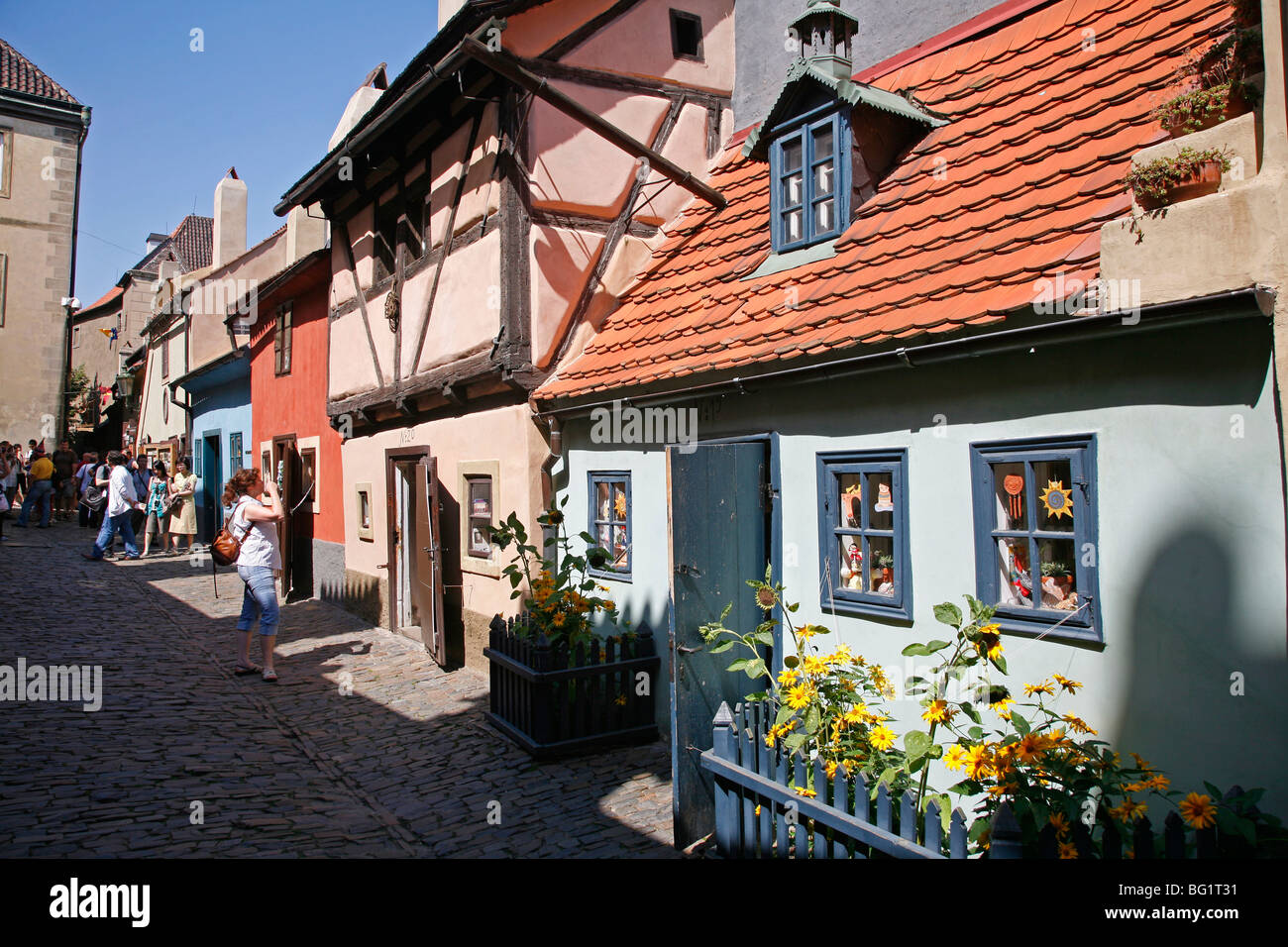 The Golden Lane at Hradcany the castle district, Prague, Czech Republic, Europe Stock Photo