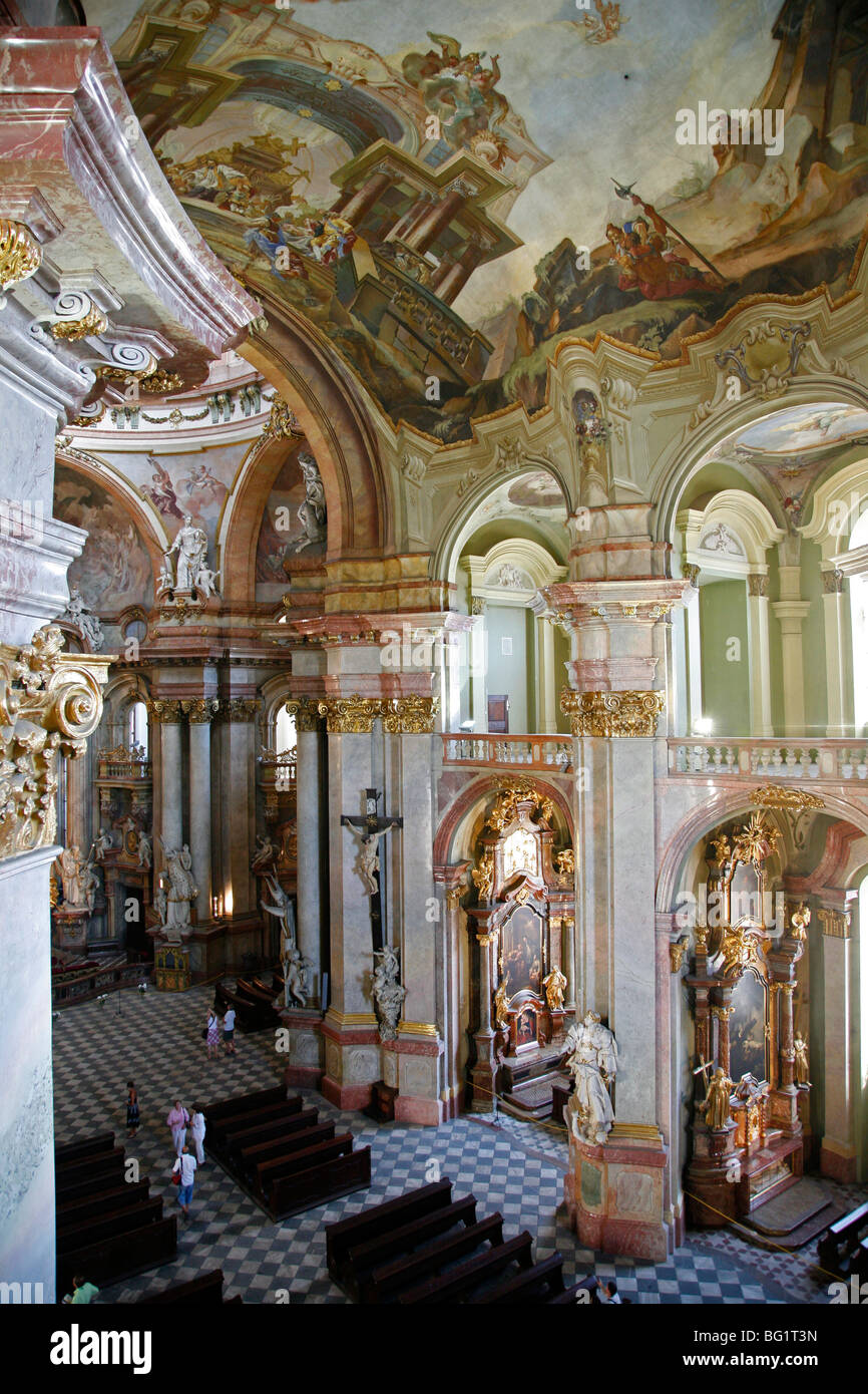 The Baroque interior of St. Nicholas Church in Mala Strana, Prague, Czech Republic, Europe Stock Photo