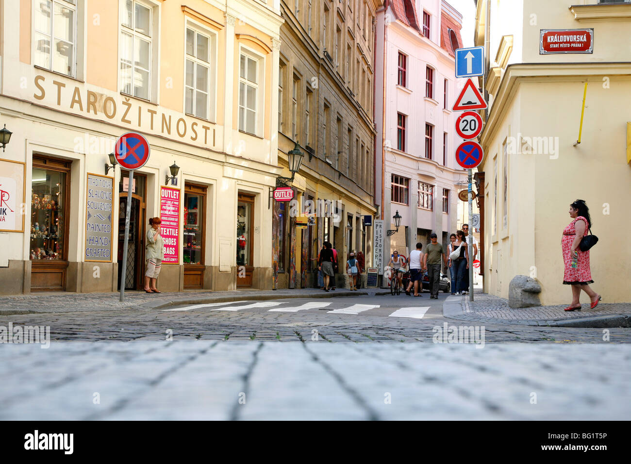Street scene in Stare Mesto, Prague, Czech Republic, Europe Stock Photo
