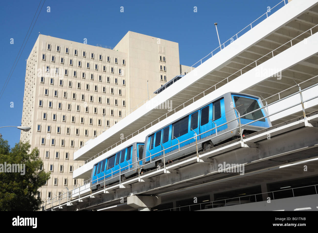 The fully automated Miami downtown train system Stock Photo