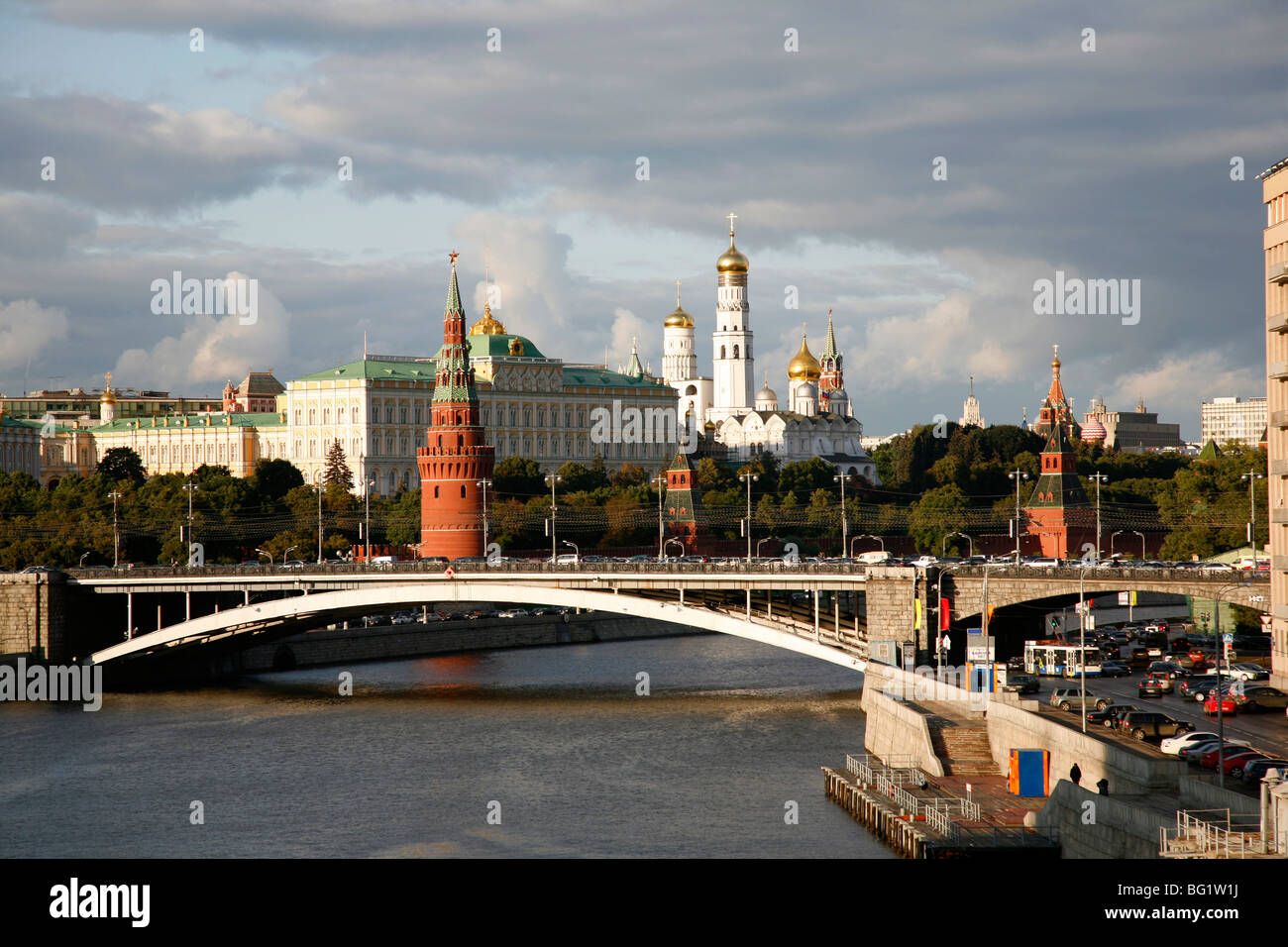 View over the Kremlin and the Moskva river, Moscow, Russia, Europe Stock Photo