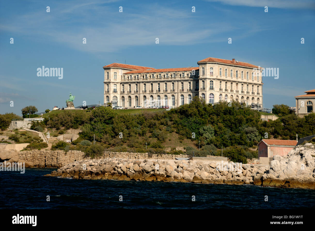 Palais du Pharo, or c19th Pharo Palace built by Napoléon III Overlooking the Old Port & Bay, Marseille or Marseilles, France Stock Photo