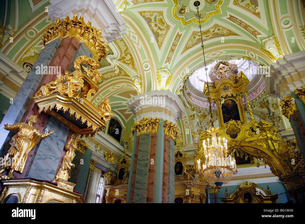 The interior of Cathedral of SS Peter and Paul in the Peter and Paul Fortress. St. Petersburg, Russia, Europe Stock Photo