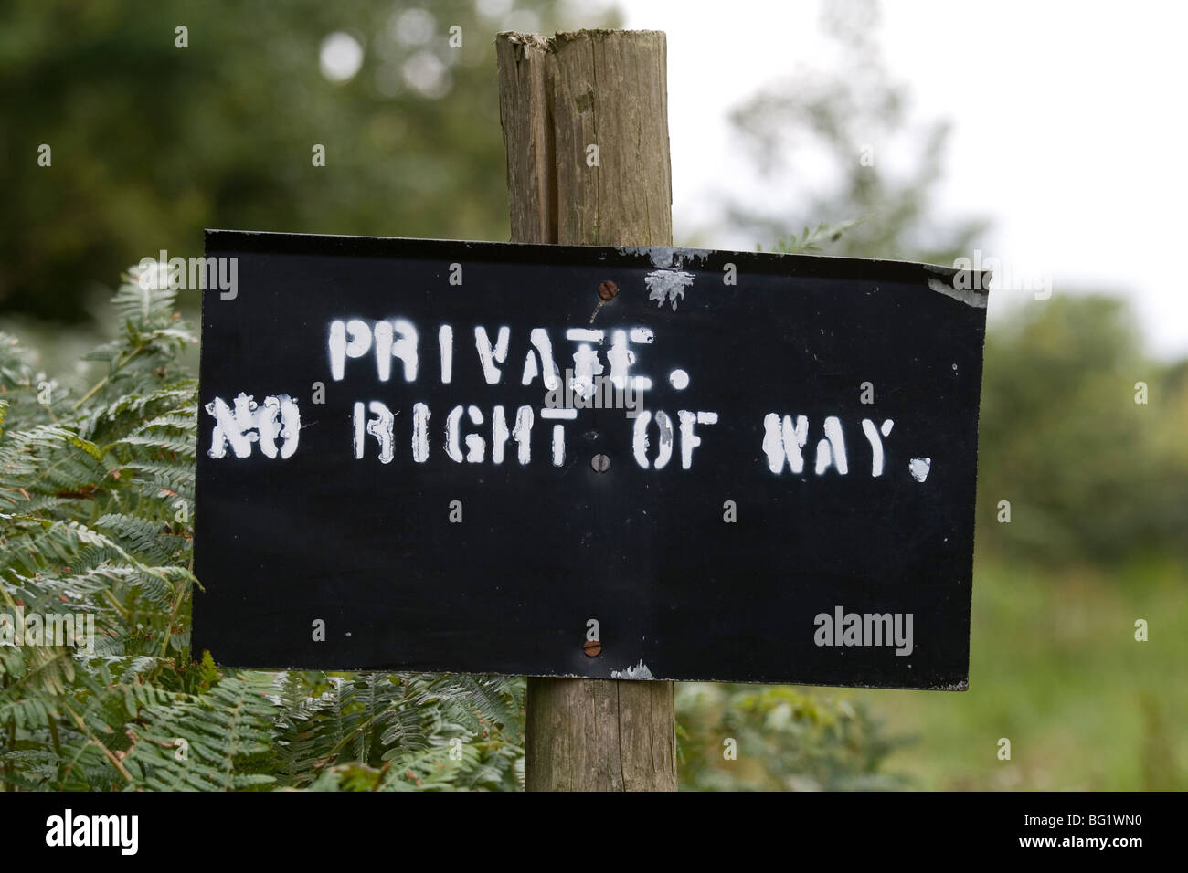 Private land, No right of way Stock Photo