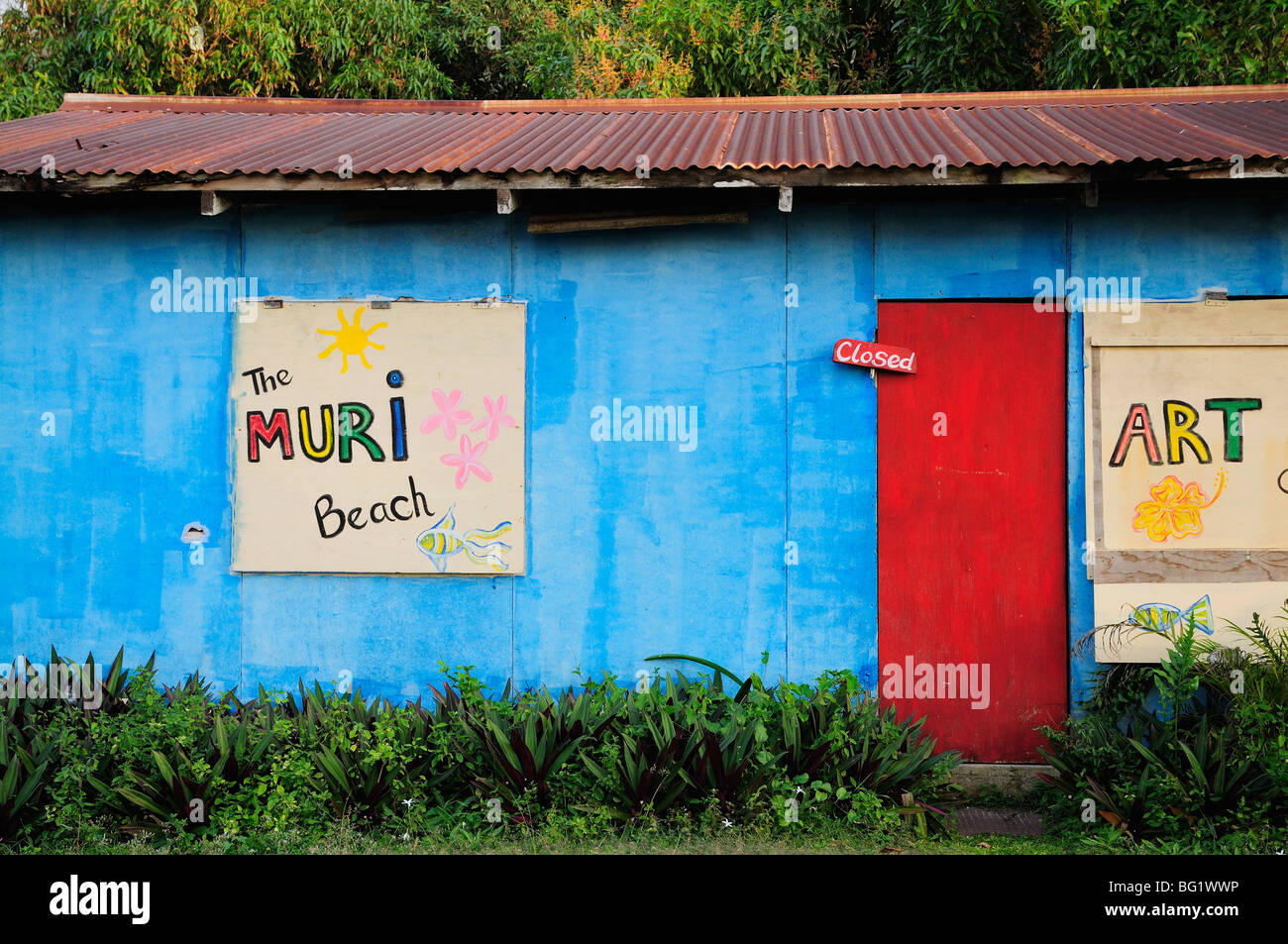 Colorful hut, Rarotonga, Cook Islands, South Pacific Ocean, Pacific Stock Photo