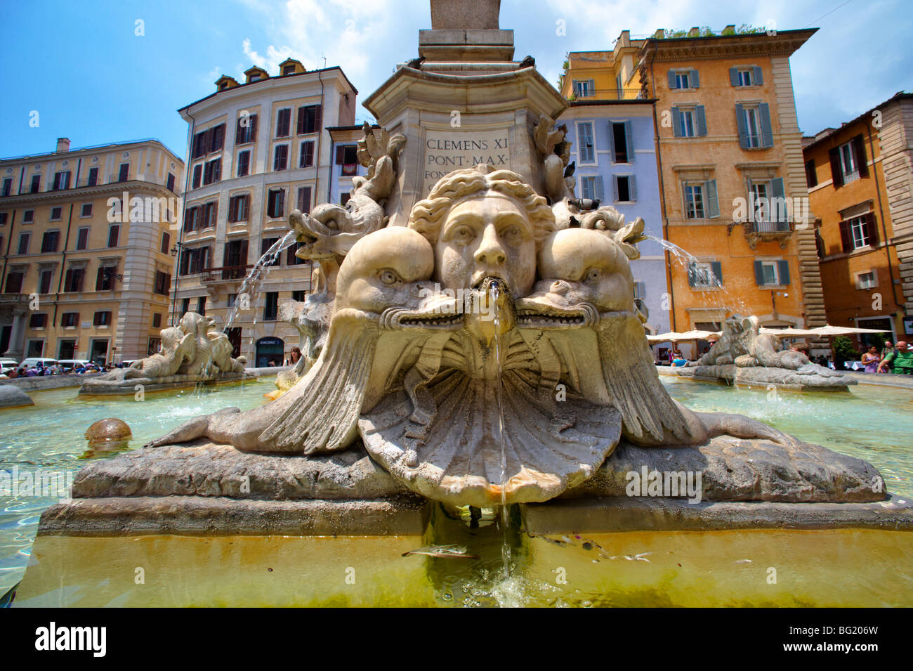Baroque fountains close up of  Piazza Minerva, Rome Stock Photo