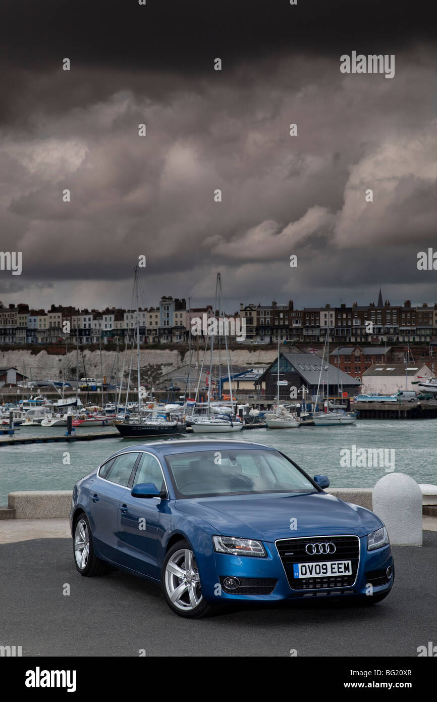 Audi A5 Sportback parked on Ramsgate harbour Kent UK Stock Photo