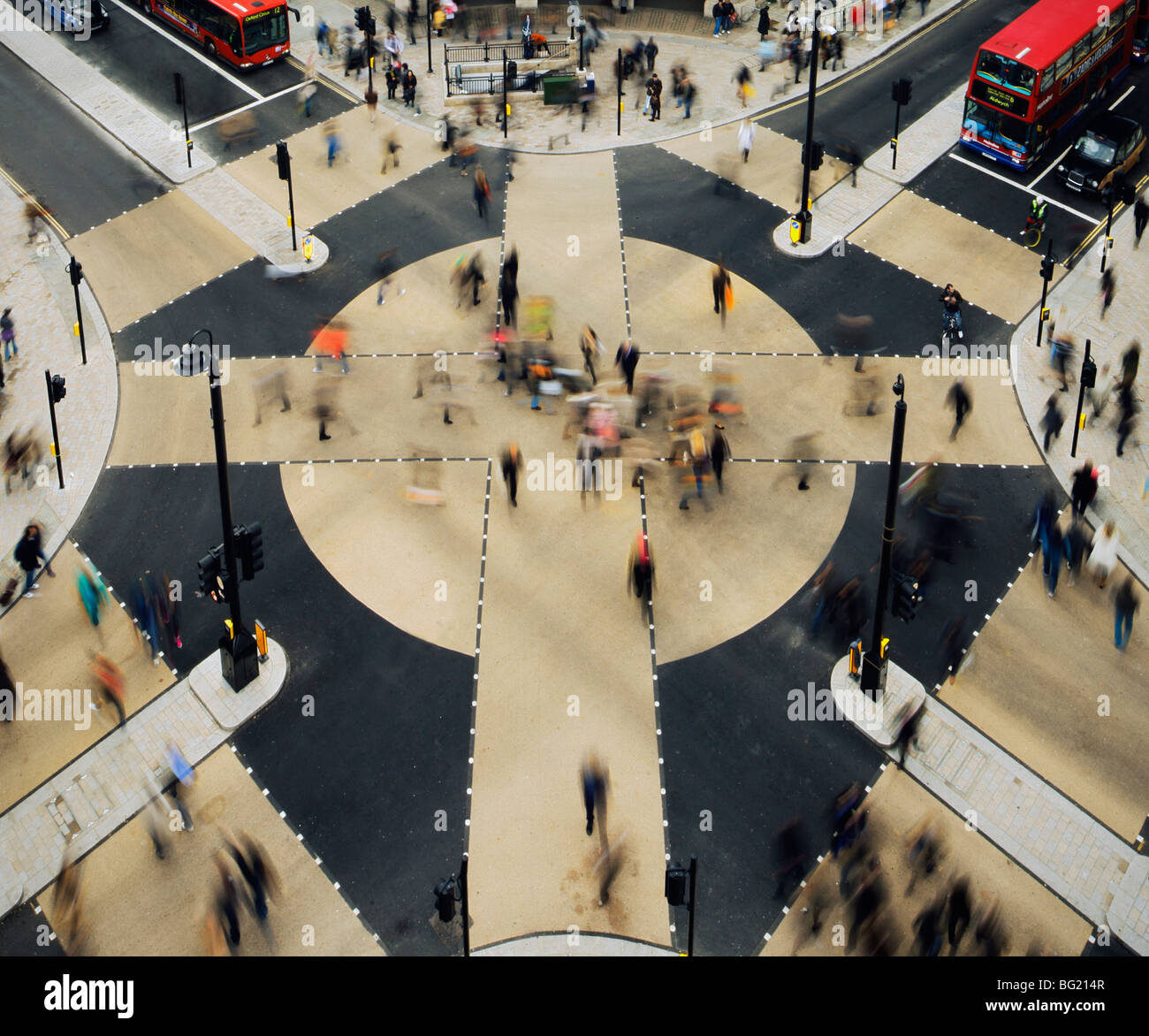 The new Oxford Circus pedestrian crossing. Stock Photo