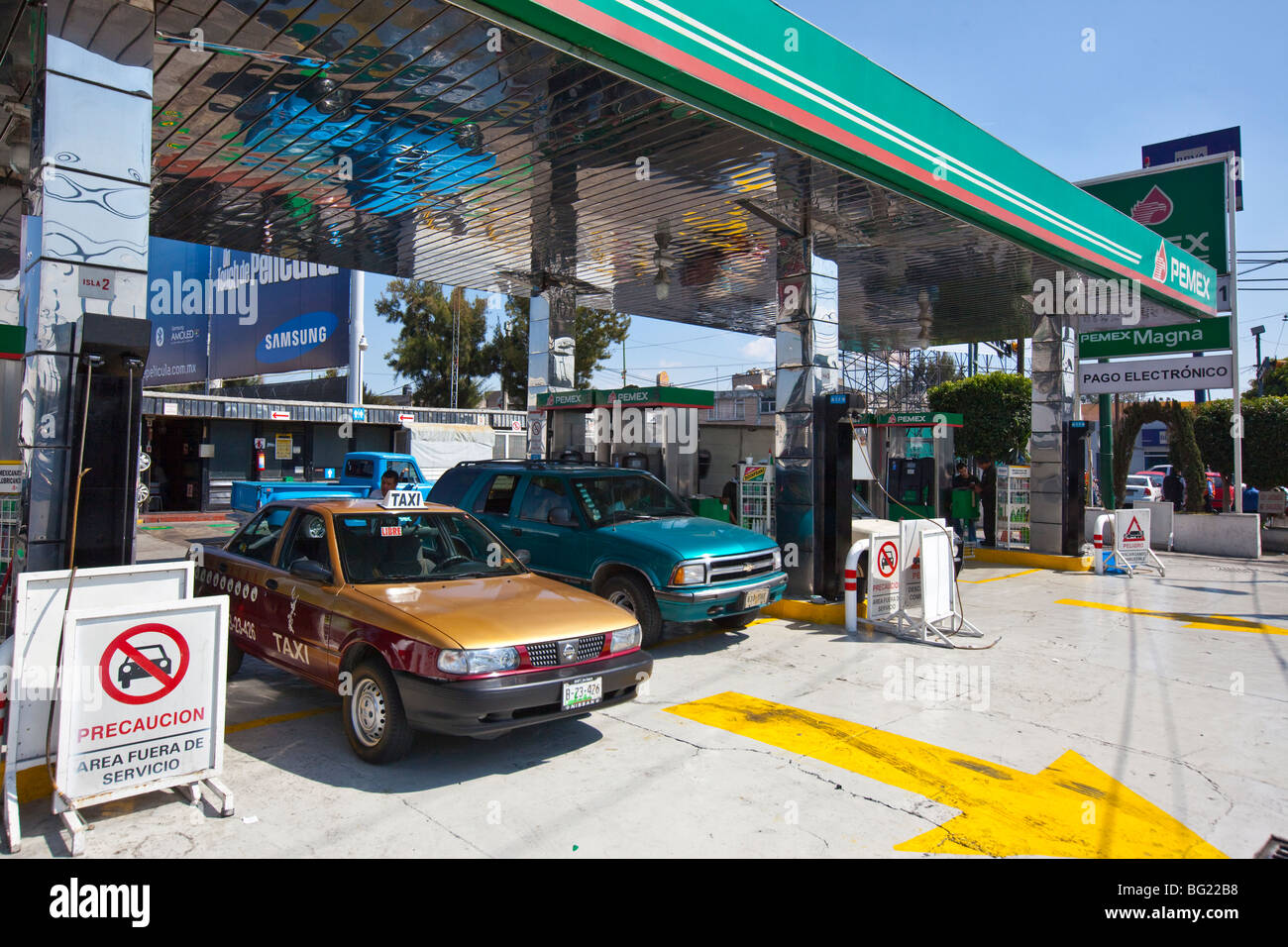 Pemex gas station in Mexico City Stock Photo