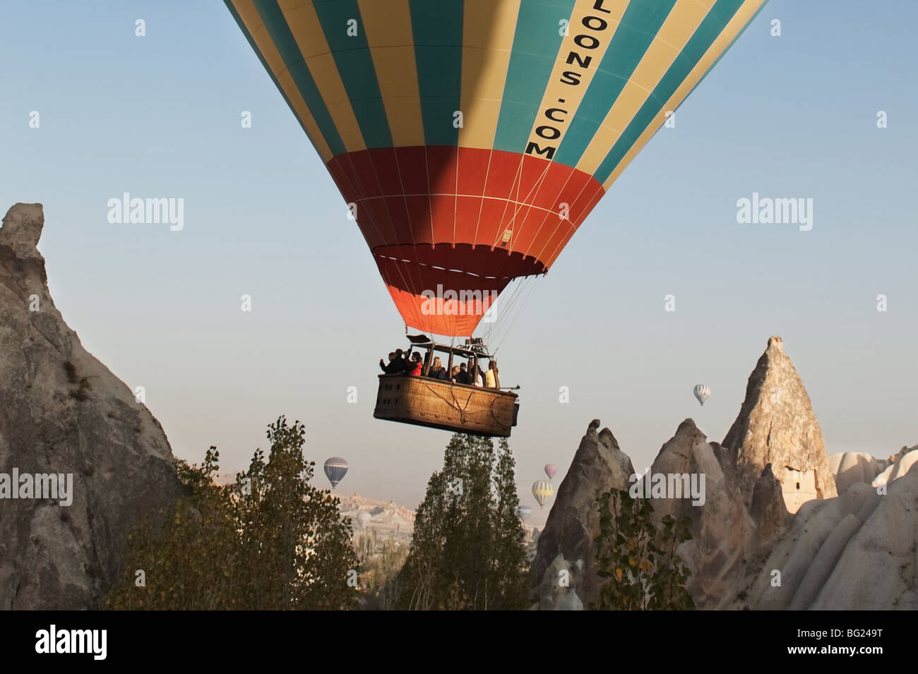 Hot air ballooning in Cappadocia, Nevsehir Province, Turkey with Kapadokya Balloons Stock Photo