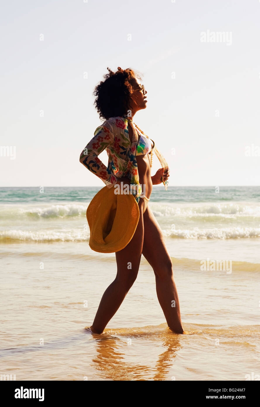 Woman on the beach Stock Photo