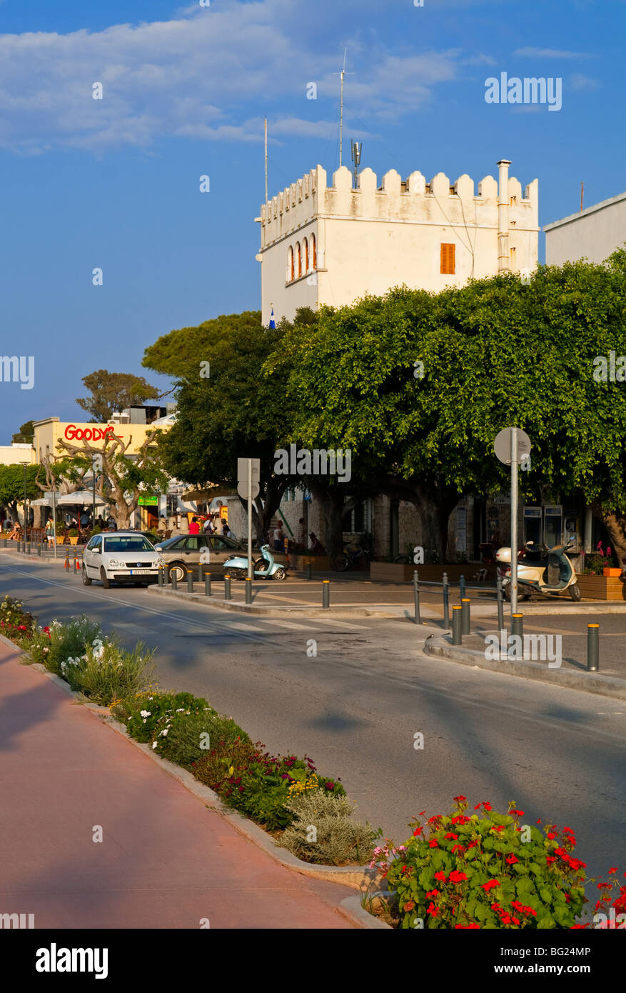 View of the main street in Kos Town on the Greek island of Kos in the Dodecanese Stock Photo