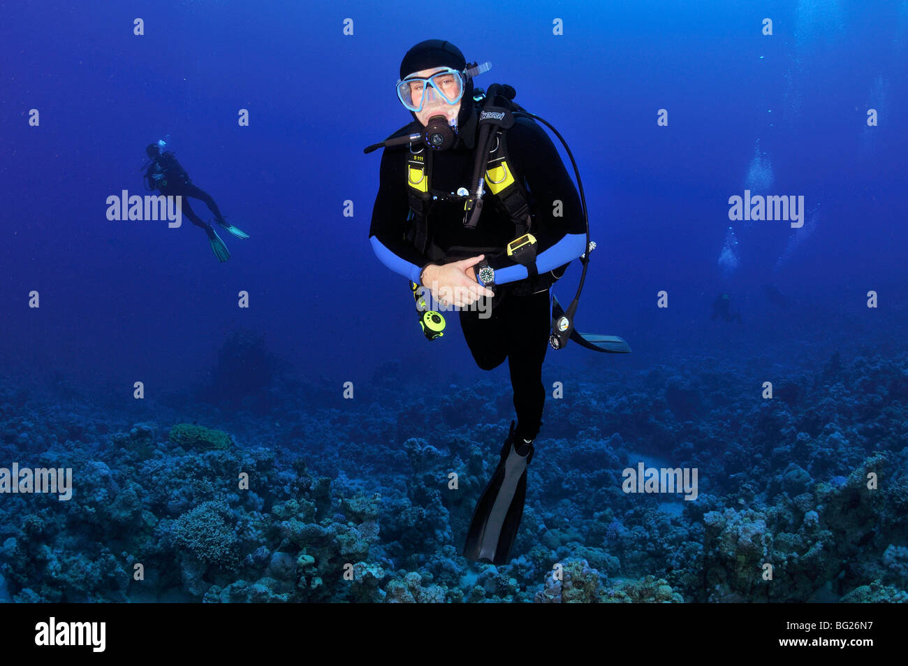 Scuba divers in 'Red Sea' Stock Photo