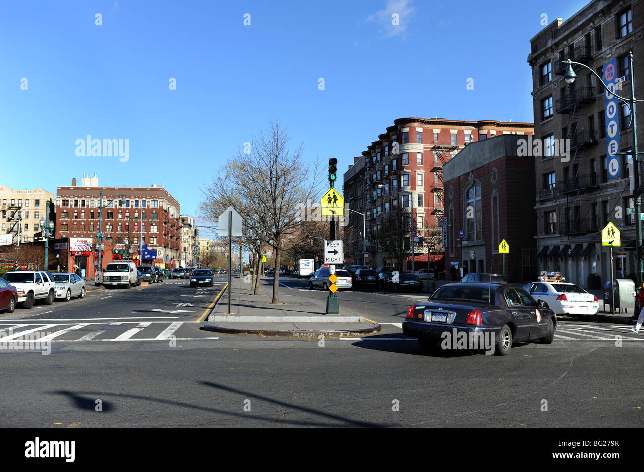 Malcolm X Blvd ( Boulevard ) junction in Harlem New York USA Stock Photo