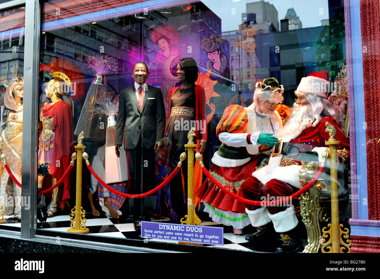 One of the Christmas windows at Bloomingdale's store in New York with