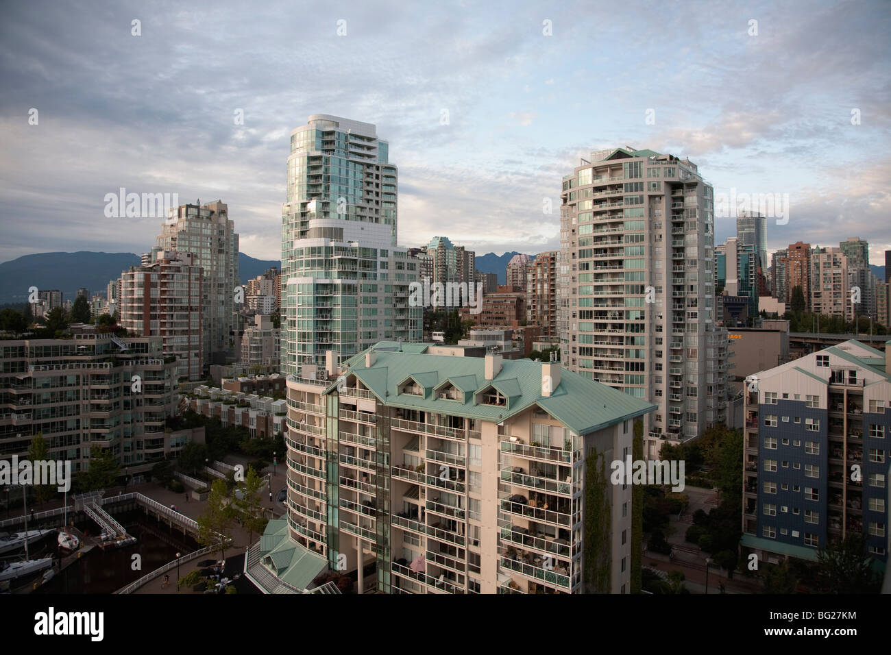 Waterfrront residential buildings with a view along False Creek