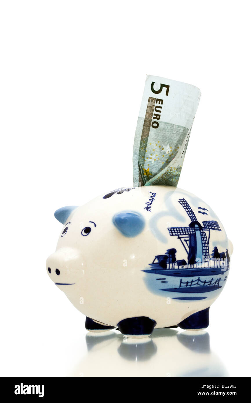 Delft Blue Ceramics Piggy Bank on a white background Stock Photo - Alamy