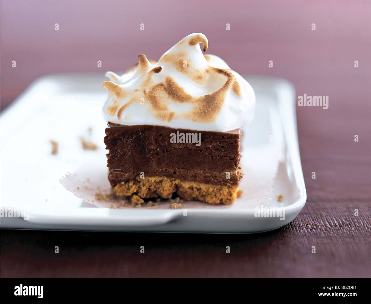 chocolate cake with vanilla creme Stock Photo - Alamy