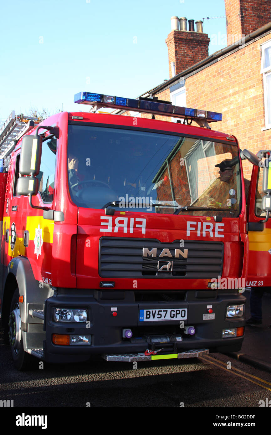 A fire & rescue tender in a U.K. city. Stock Photo