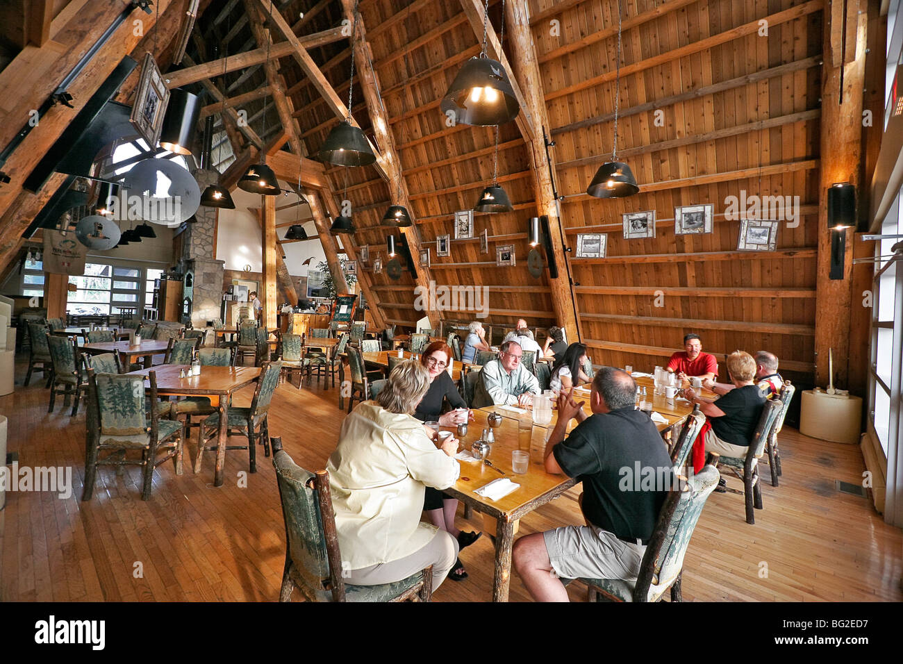 Diningroom of Cree Eco Lodge, Moose Factory Island, Ont., Canada Stock