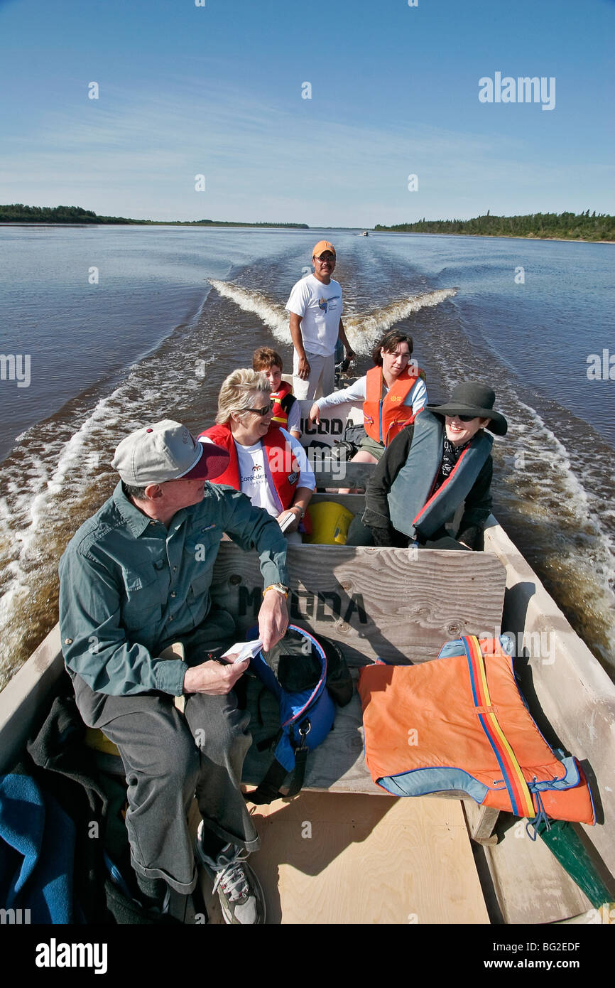 Boating on the Moose River, heading for James Bay. Ontario, Canada Stock Photo Alamy