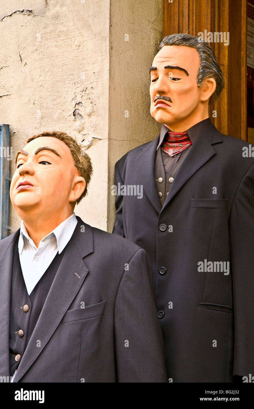 Two mannequins outside a restaurant taking its name from the Hollywood film, The Godfather Stock Photo